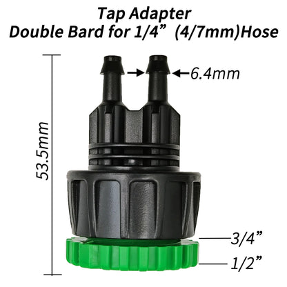 3X Garden Tap Adapter Splitter Hose Connectors 1/2" 3/4" to 4/7mm 8/11mm