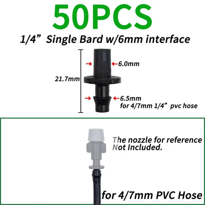 50-100PCS 1/4" Dripper Watering Tee Connector for 4/7mm Hose