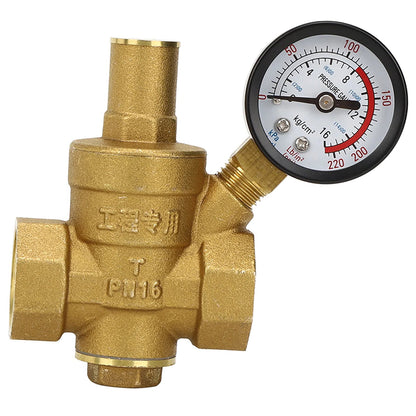 DN20 Brass Water Pressure Regulator with Gauge - Adjustable Valve