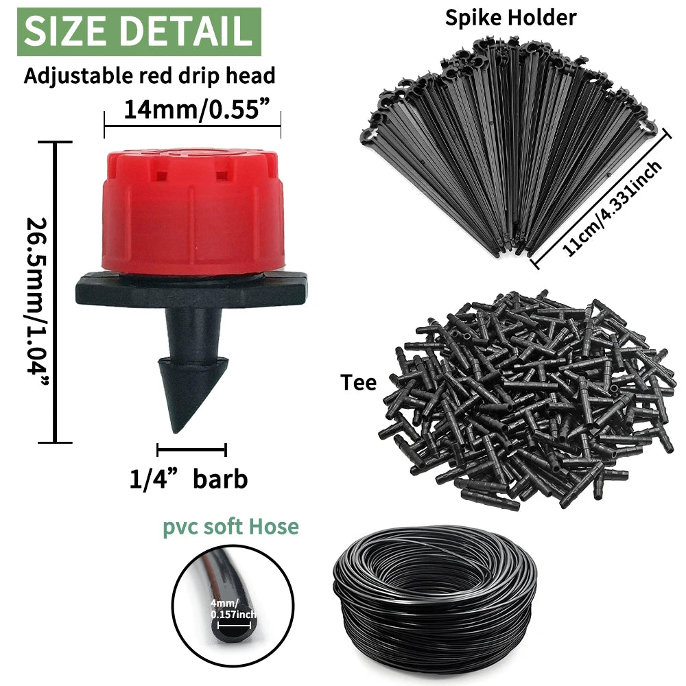 5-50M Garden Drip Irrigation Kit with 1/4" Nozzles for Plants