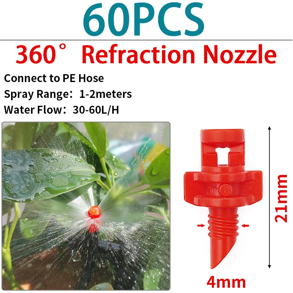 50PCS 360° Refraction Sprinkler for Micro Garden Irrigation