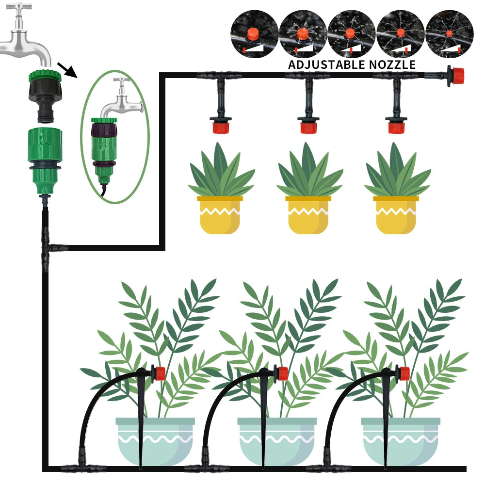 5M-60M Drip Irrigation System with Adjustable Drippers for Plants