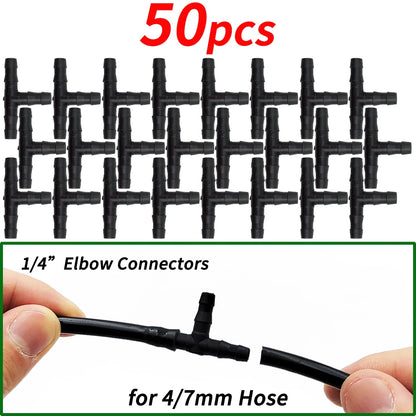 20/50/100PCS 1/4'' Barbed Couplings for 4/7mm Hose Drip Irrigation