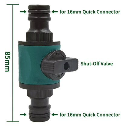 2PCS 16MM Garden Hose Connector with Shut Off Valve for Irrigation