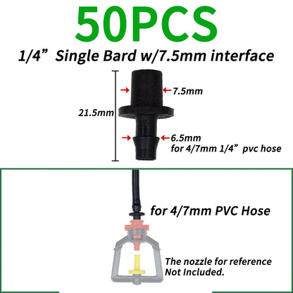 10-100PCS 1/4'' Cross Connector for 4/7mm Drip Irrigation