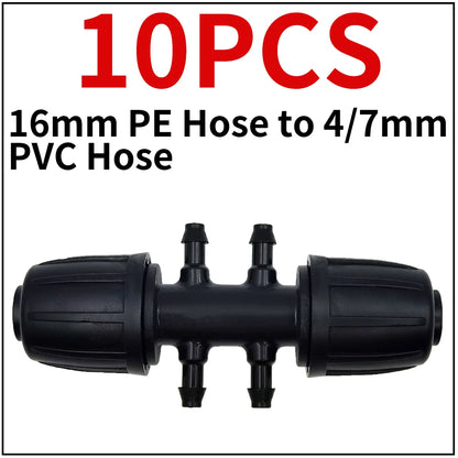 16mm to 4/7mm 6-Way Connector for Garden Irrigation Micro Hose Fitting