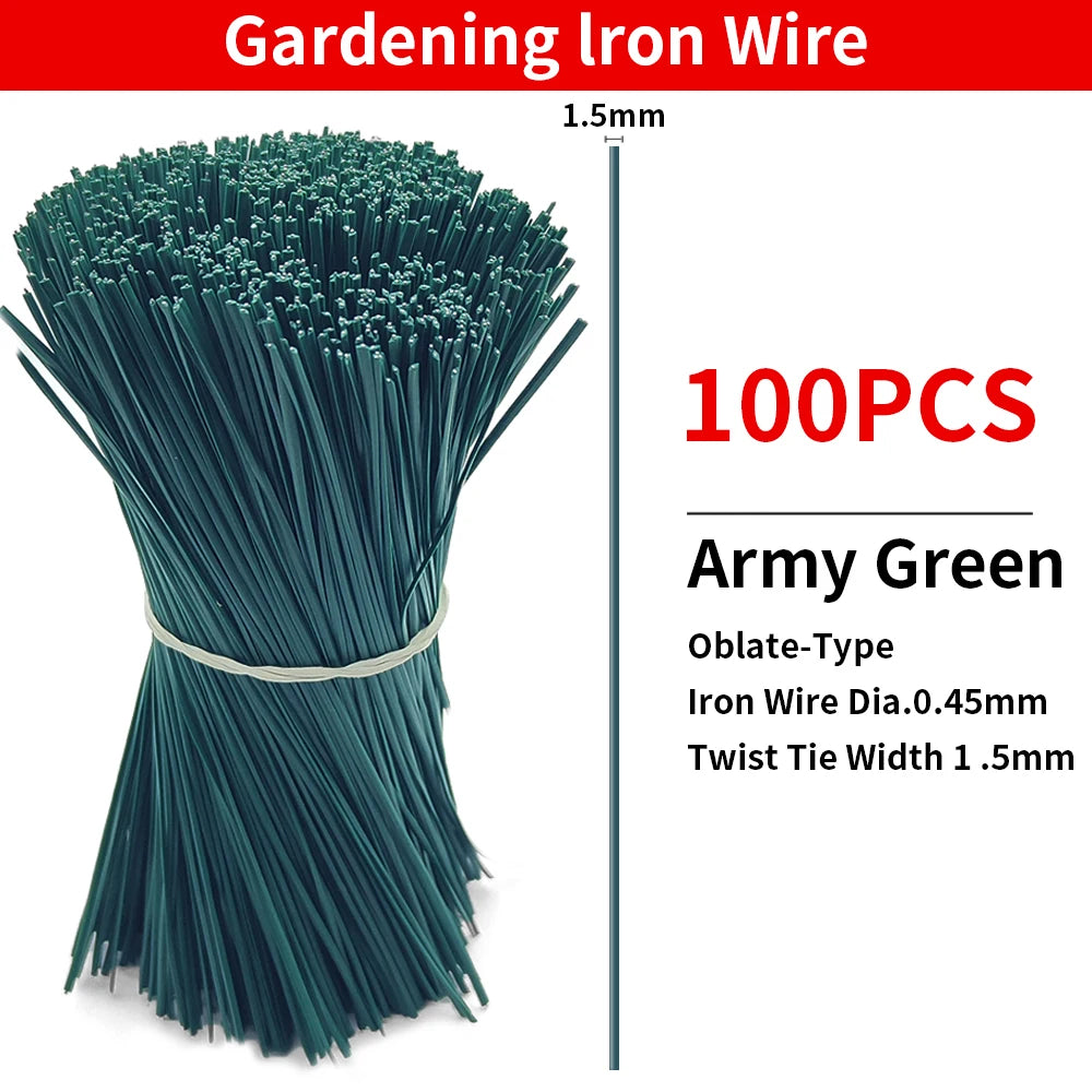 100PCS Reusable Gardening Cable Ties, Iron Wire Twist Ties for Plants