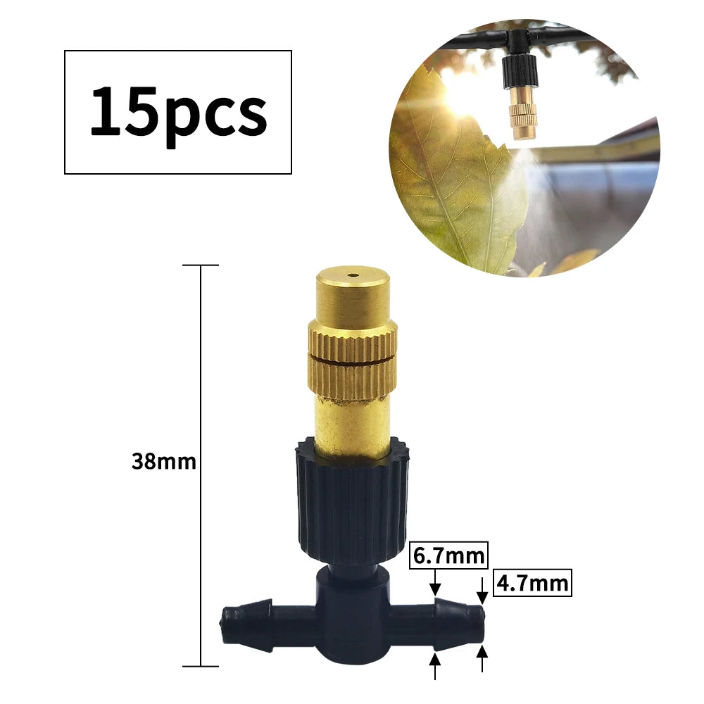 15-250Pcs Brass Misting Nozzles for Drip Irrigation Garden Cooling