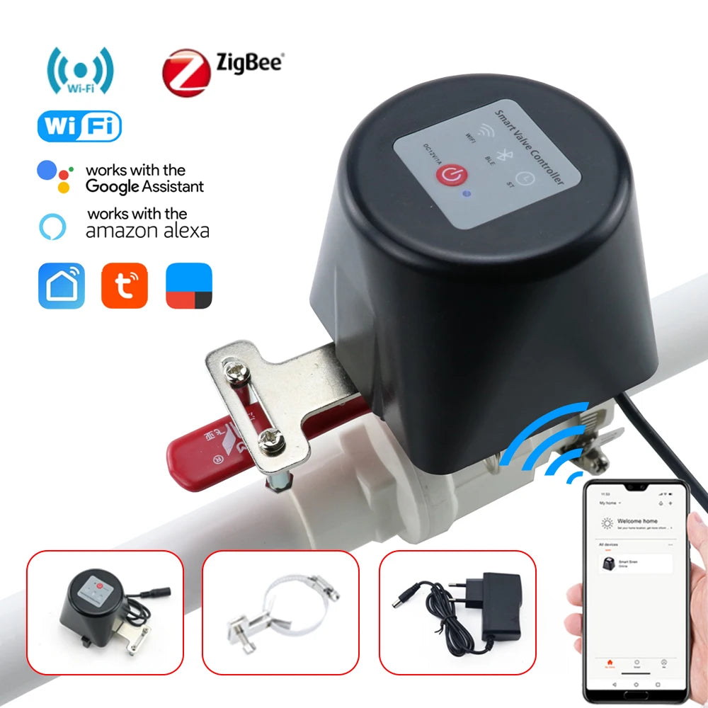 Tuya WiFi Zigbee Water Valve Smart Control Alexa Google