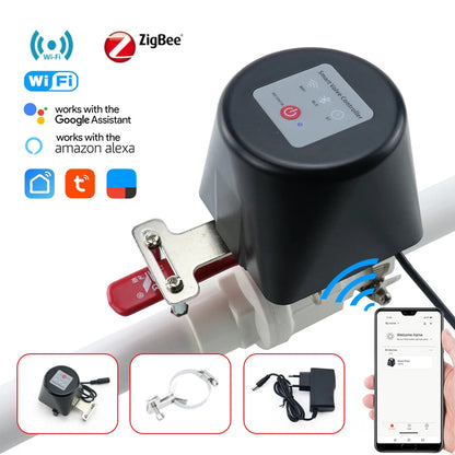 Tuya WiFi Zigbee Water Valve Smart Control Alexa Google