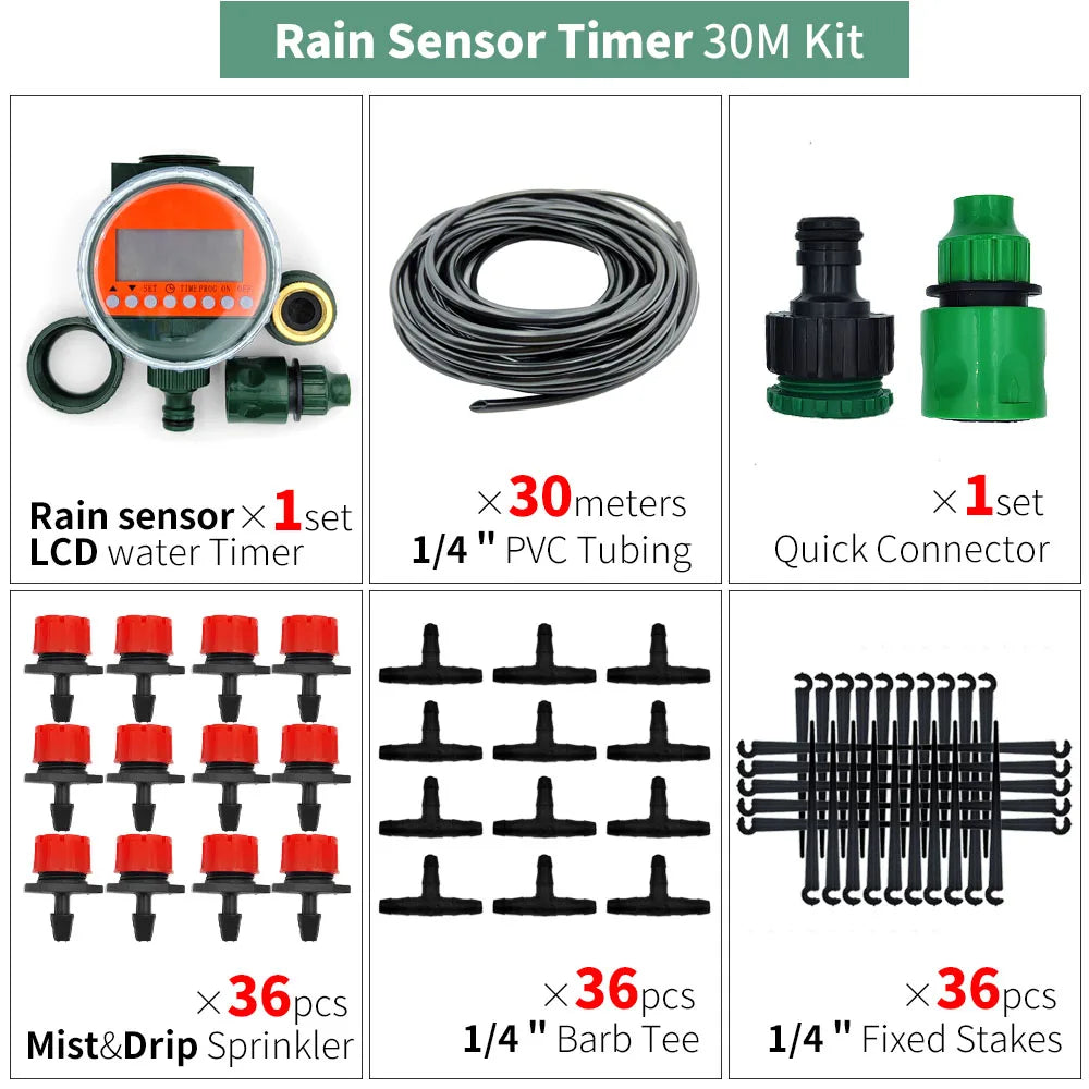 DIY Drip Irrigation Kit 5M-50M Garden Hose with Adjustable Drippers