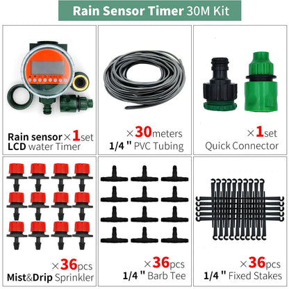 DIY Drip Irrigation Kit 5M-50M Garden Hose with Adjustable Drippers