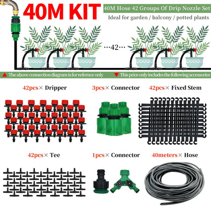 DIY Drip Irrigation Kit 5M-50M Garden Hose with Adjustable Drippers