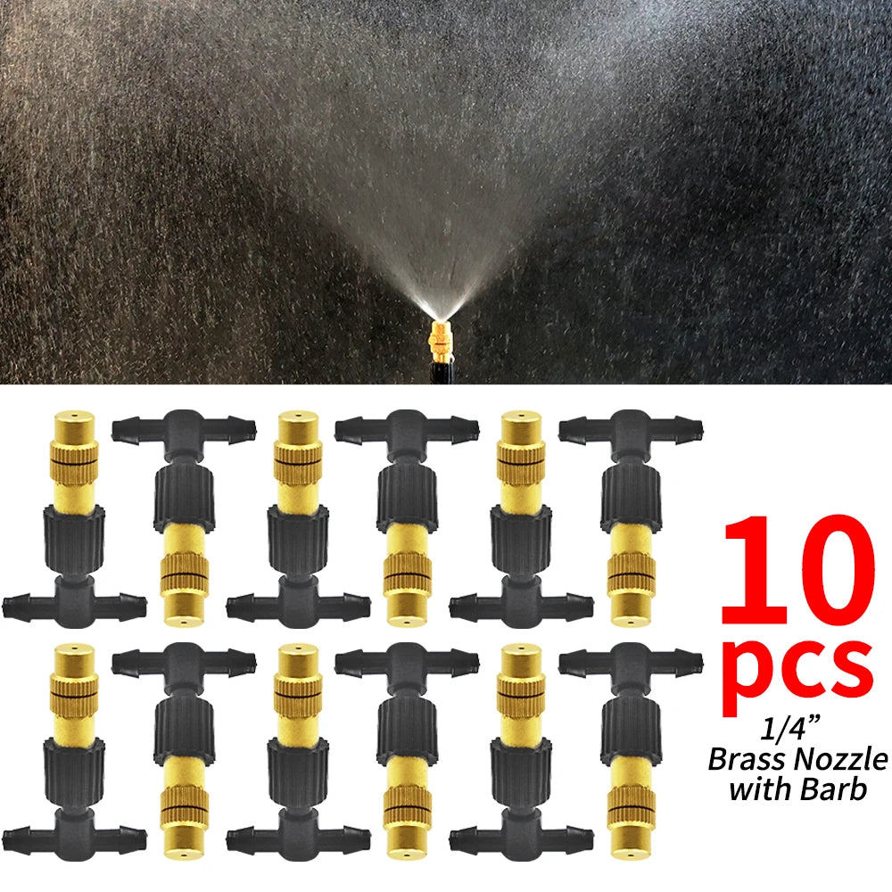 M-30M Garden Brass Misting Cooling System 1/4'' Nozzles for Irrigation