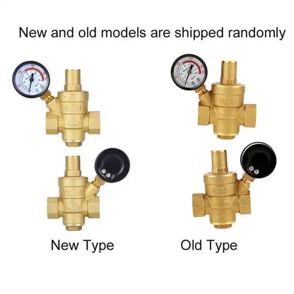 DN25/20/15 Brass Water Pressure Regulator with Gauge Adjustable Valve