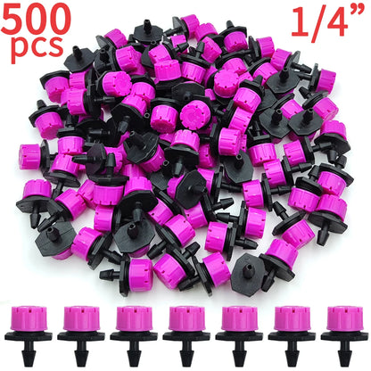 30-100PCS Adjustable 1/4" Misting Dripper Sprinkler Garden Watering