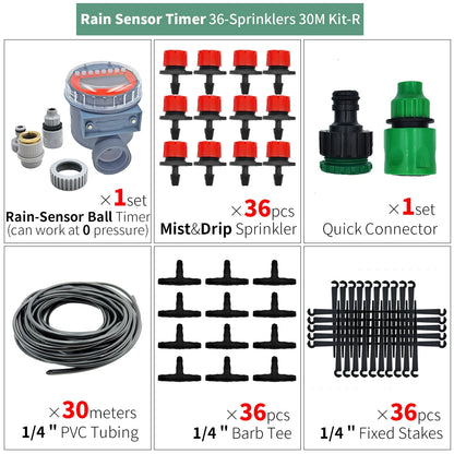 DIY Drip Irrigation Kit 5M-50M Garden Hose with Adjustable Drippers