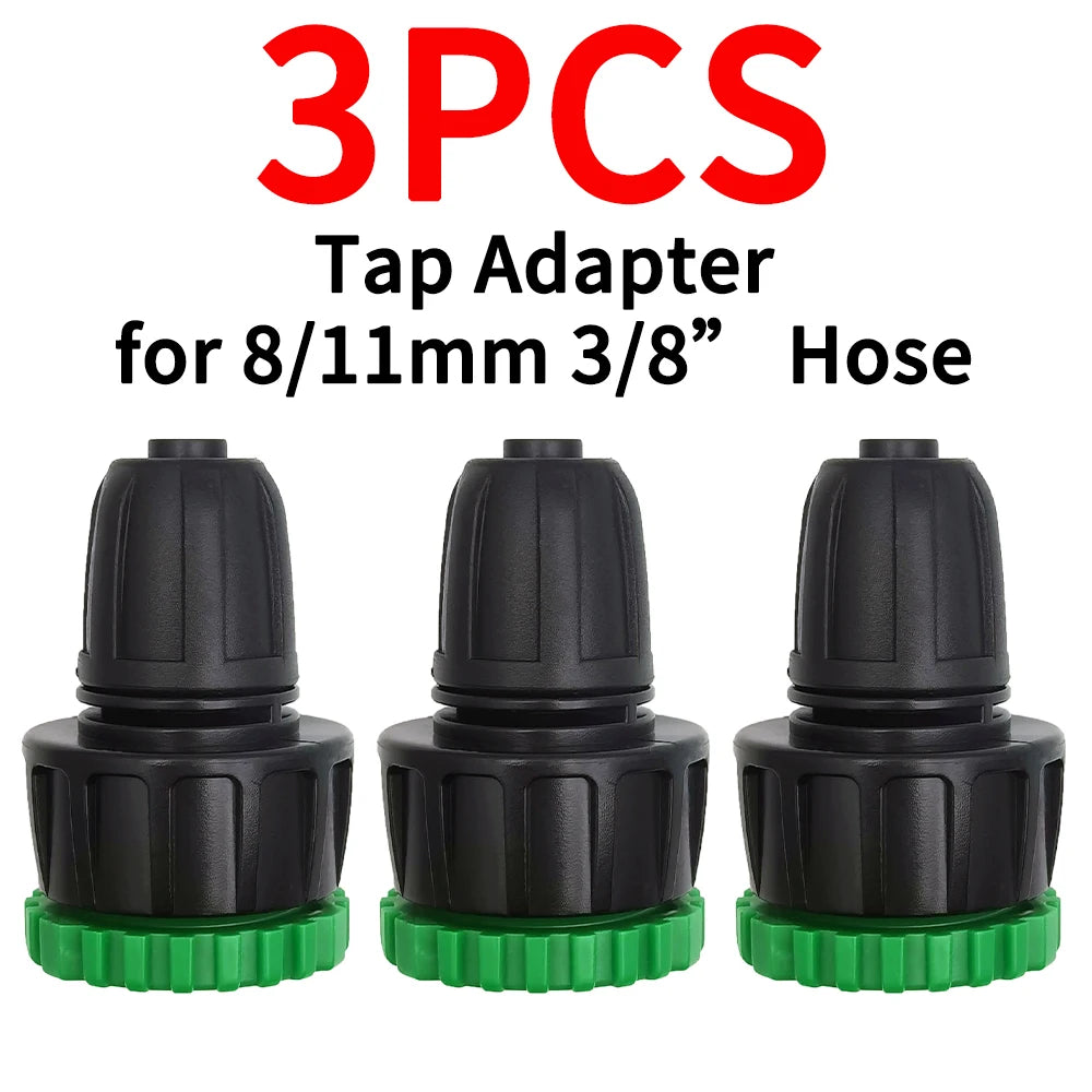 3X Garden Tap Adapter Splitter Hose Connectors 1/2" 3/4" to 4/7mm 8/11mm