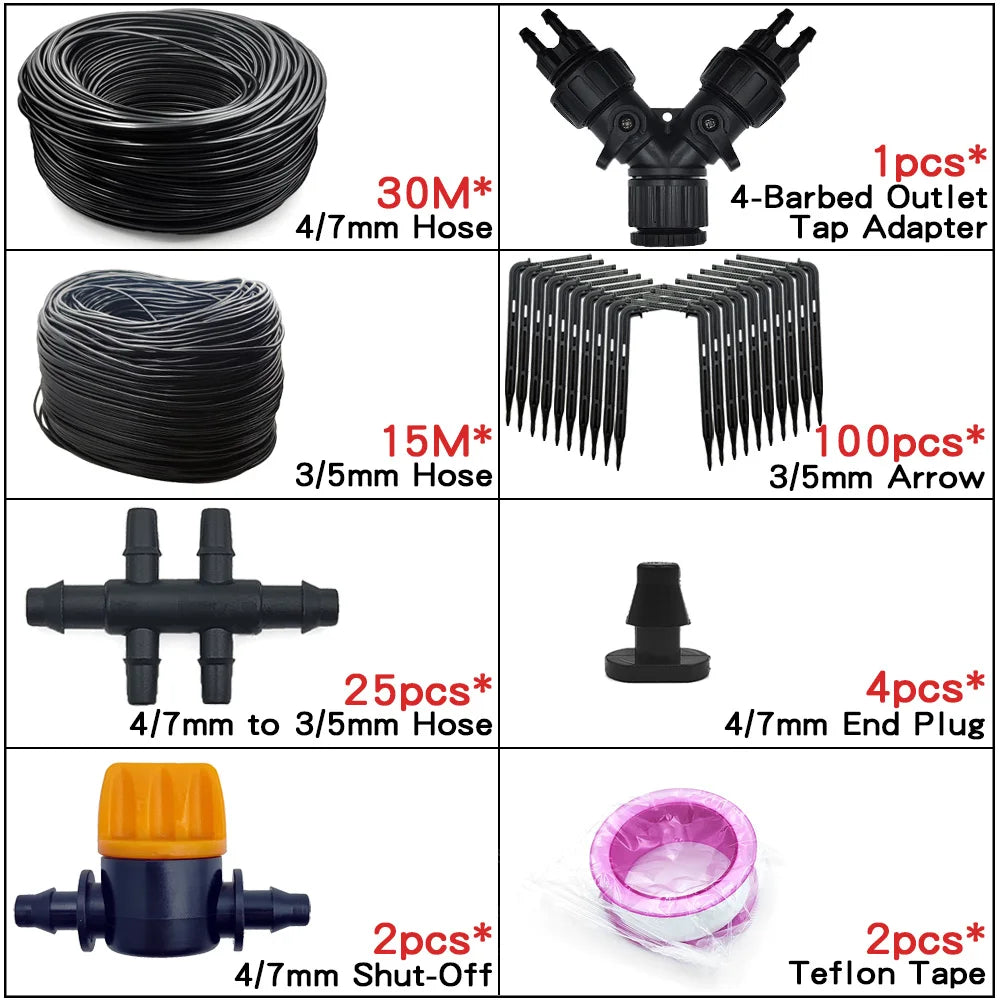 4/7mm to 3/5mm Hose Automatic Drip Irrigation System Kit