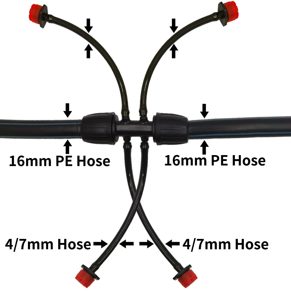 16mm to 4/7mm 6-Way Connector for Garden Irrigation Micro Hose Fitting