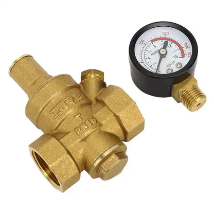 DN25/20/15 Brass Water Pressure Regulator with Gauge Adjustable Valve