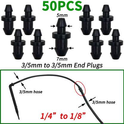 20PCS Barbed 3/5mm Hose Quick Connector with 2-Way 4-Way Splitter