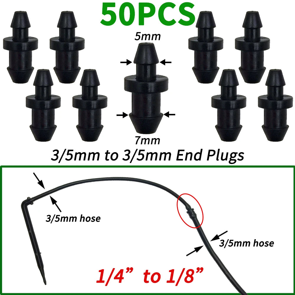 50PCS Barbed 3-Way Tee Connector for 3/5mm Drip Irrigation