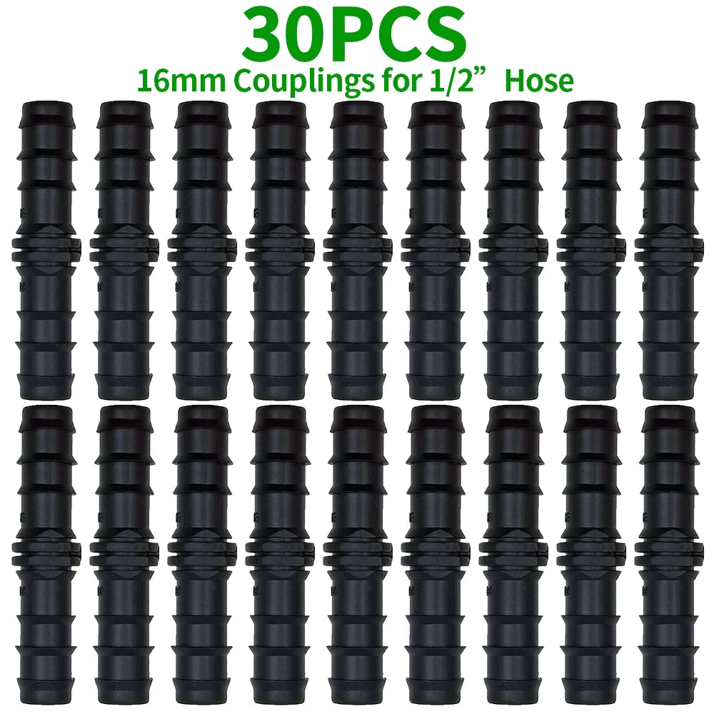 16mm Barbed Drip Irrigation Fittings Tee Elbow Coupling Cap Kit