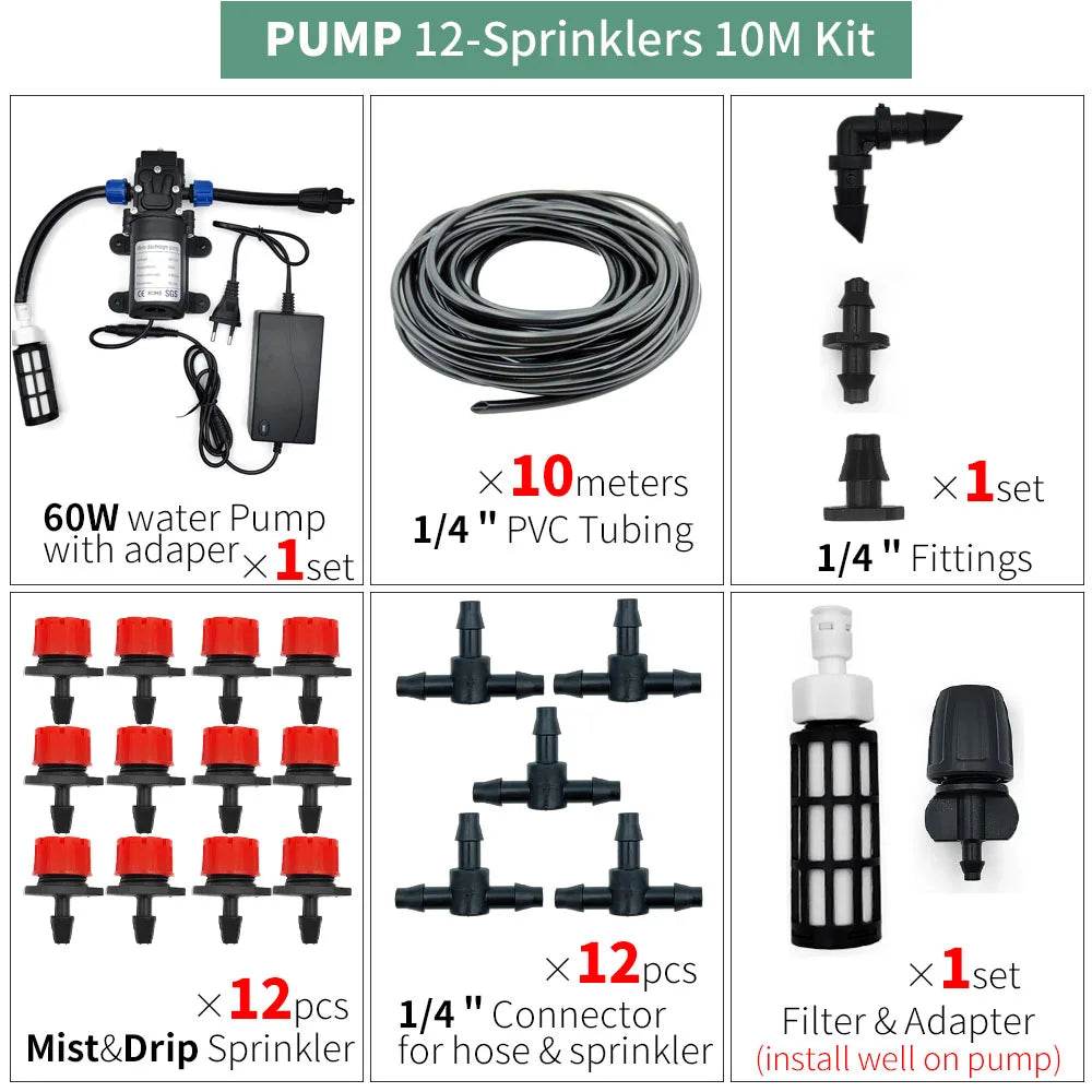 DIY Drip Irrigation Kit 5M-50M Garden Hose with Adjustable Drippers