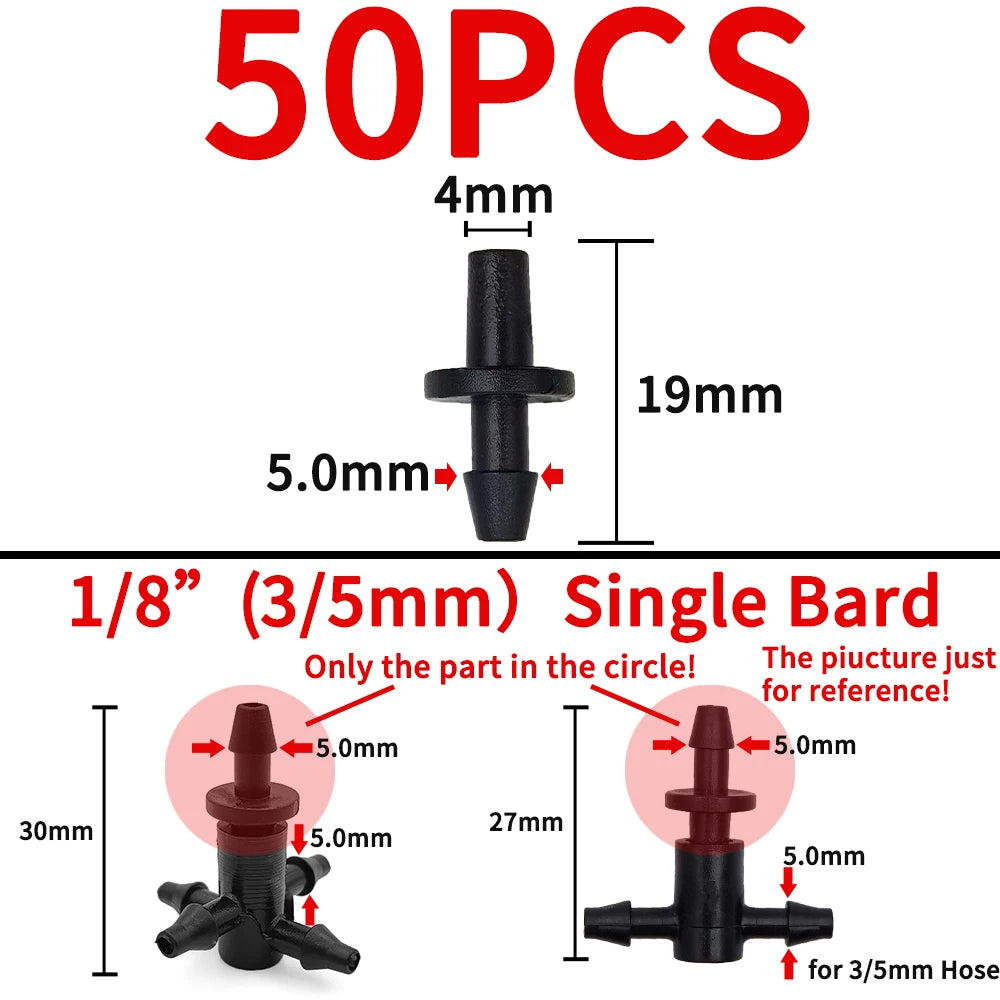 Garden Water Connector Drip Irrigation for 1/4'' & 1/8'' Tubing