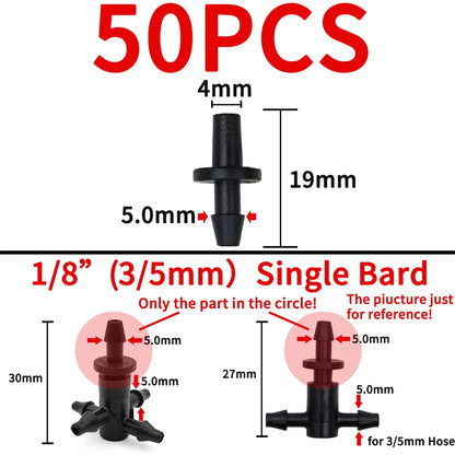 Garden Water Connector Drip Irrigation for 1/4'' & 1/8'' Tubing