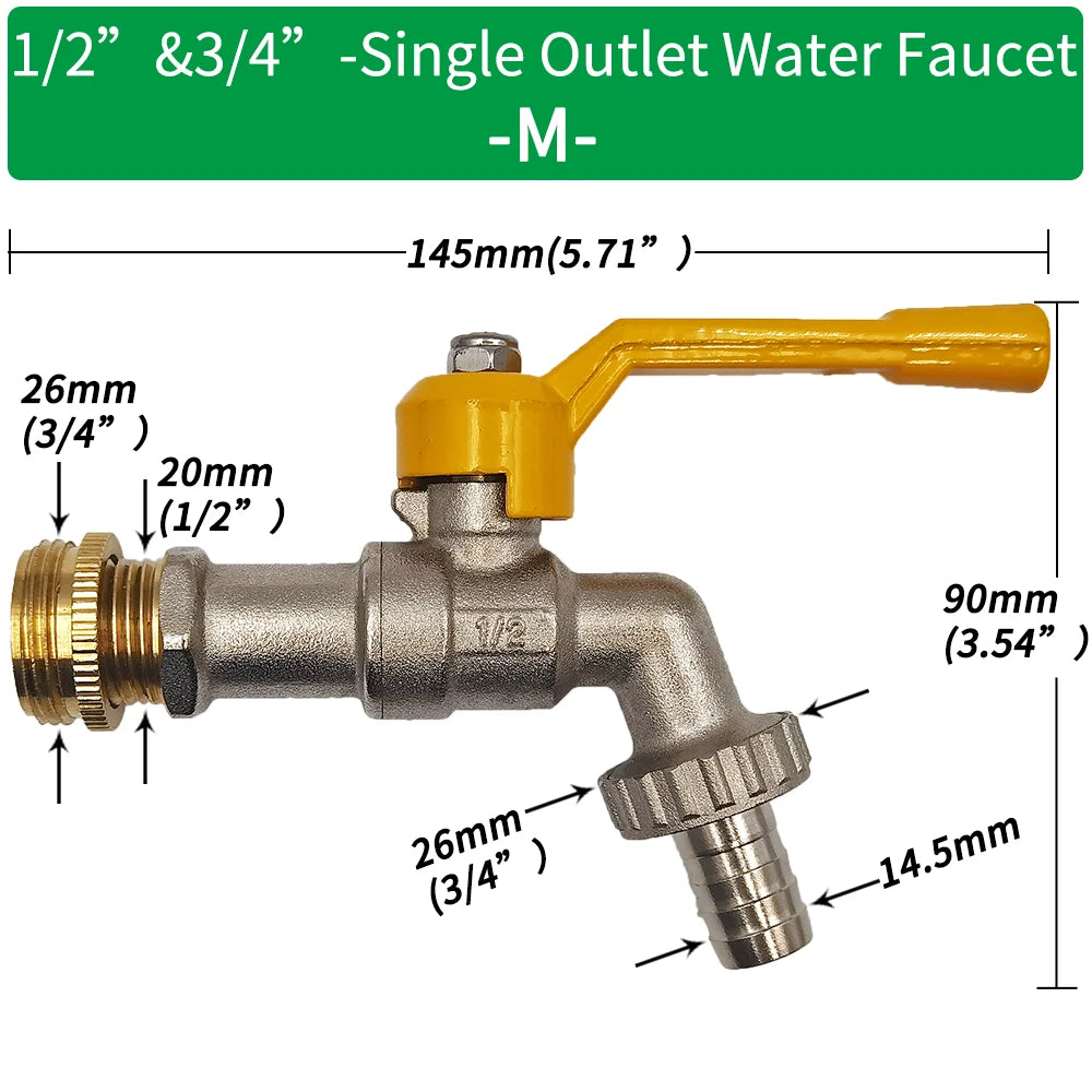 Garden Hose Adapter 1/2'' IBC Tank Connector Brass Valve Fitting