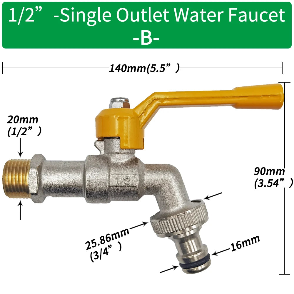 Garden Hose Adapter 1/2'' IBC Tank Connector Brass Valve Fitting