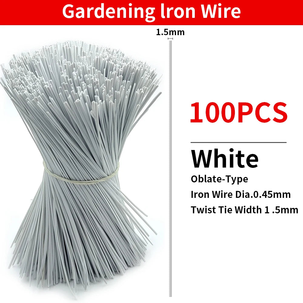 100PCS Reusable Gardening Cable Ties, Iron Wire Twist Ties for Plants