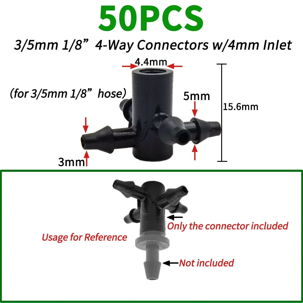 20PCS Barbed 3/5mm Hose Quick Connector with 2-Way 4-Way Splitter