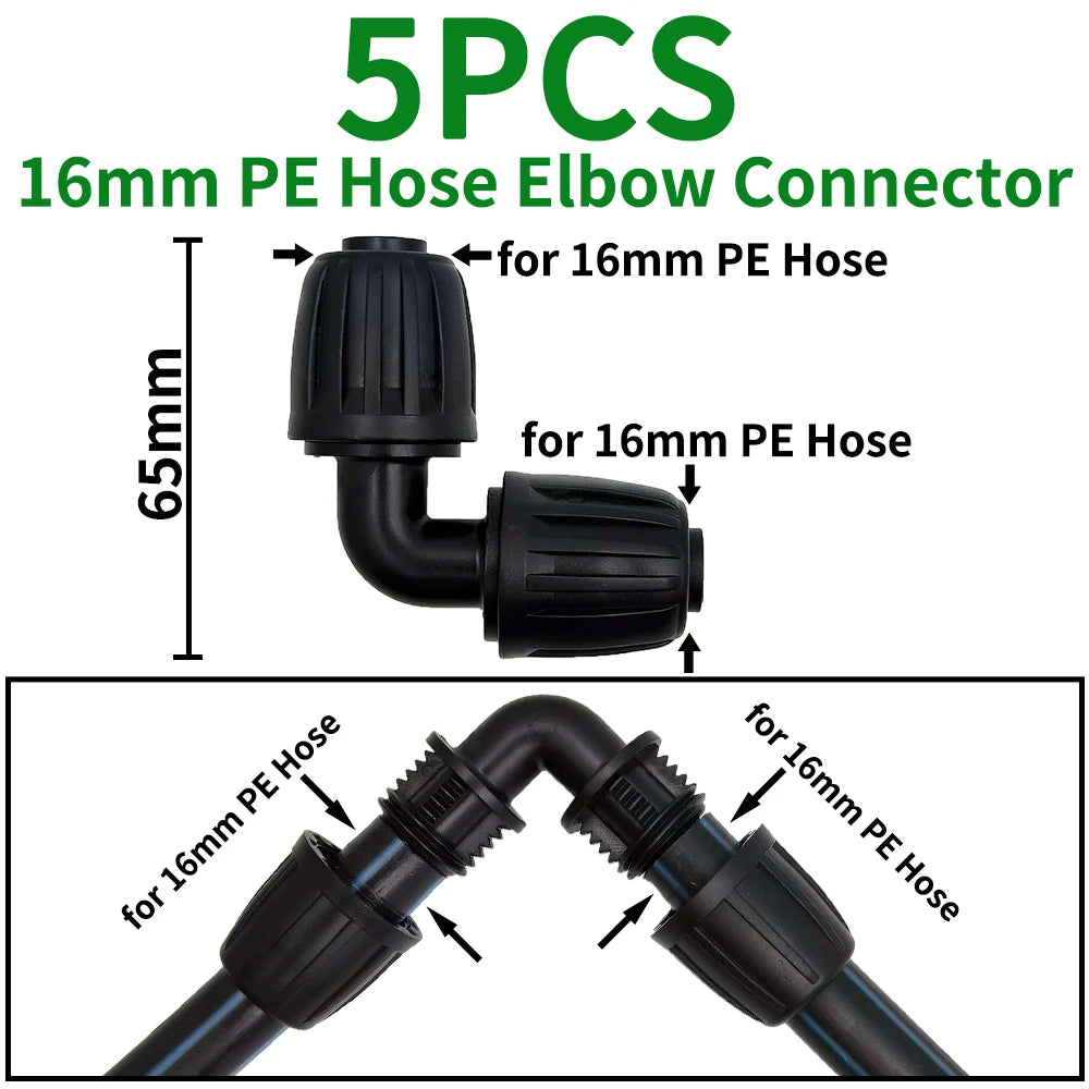 5PCS 16mm 1/2'' PE Pipe Connector Tee Splitter for Drip Irrigation