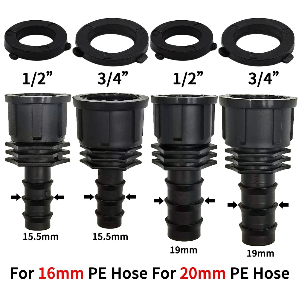 "1/2" - 3/4" Male/Female Thread to Barb PE Hose Adapter