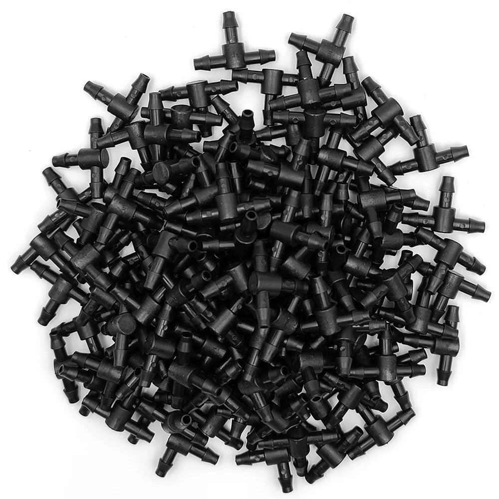 50PCS Barbed 3-Way Tee Connector for 4/7mm Drip Irrigation Hose