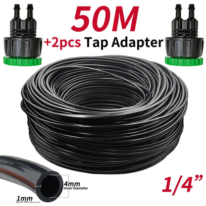 5M-50M Watering Hose 4/7mm with 1/2''&3/4'' Connectors for Irrigation