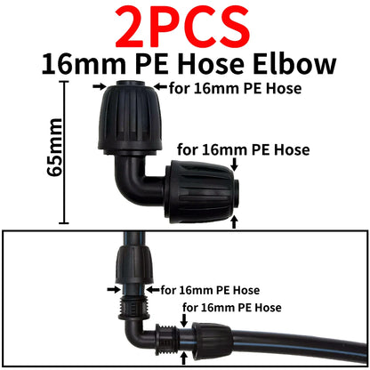 2PCS 16mm 1/2'' PE Pipe Tee Connector Splitter for Drip Irrigation