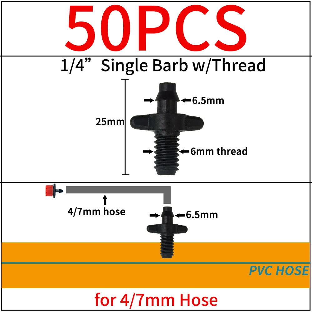 Garden Irrigation Barbed Tee Elbow Drip Coupling for 3/5 4/7mm Hose