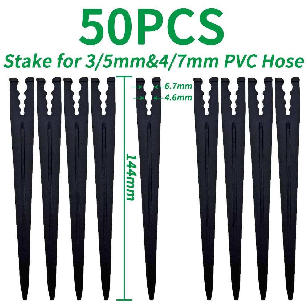 50PCS Barbed 3-Way Tee Connector for 3/5mm Drip Irrigation