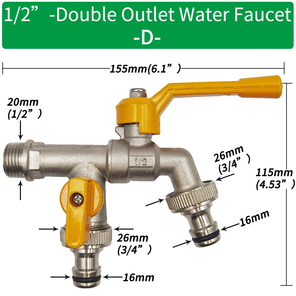 Garden Hose Adapter 1/2'' IBC Tank Connector Brass Valve Fitting