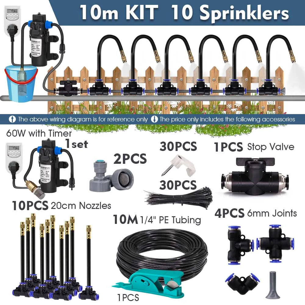 60W Self-Priming Misting Pump Kit for Garden Irrigation