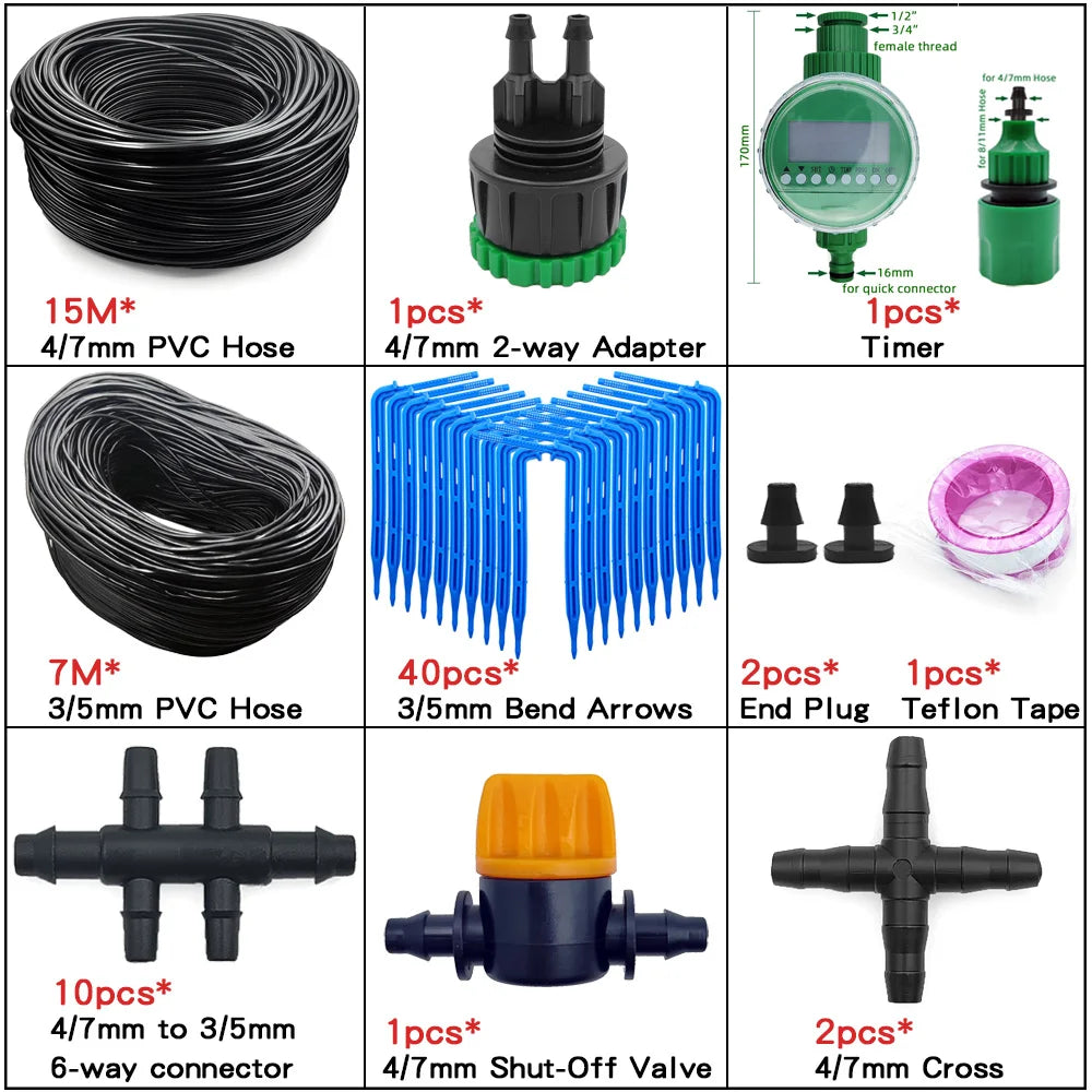 4/7mm to 3/5mm Hose Automatic Drip Irrigation System Kit