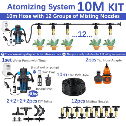 60W Self-Priming Misting Pump Kit for Garden Irrigation