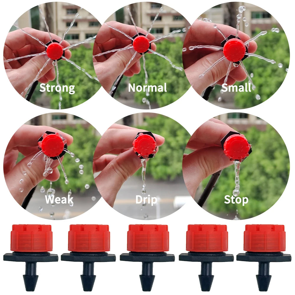 50-100X Garden Drip Irrigation 1/4'' Adjustable Emitter 4/7mm Hose