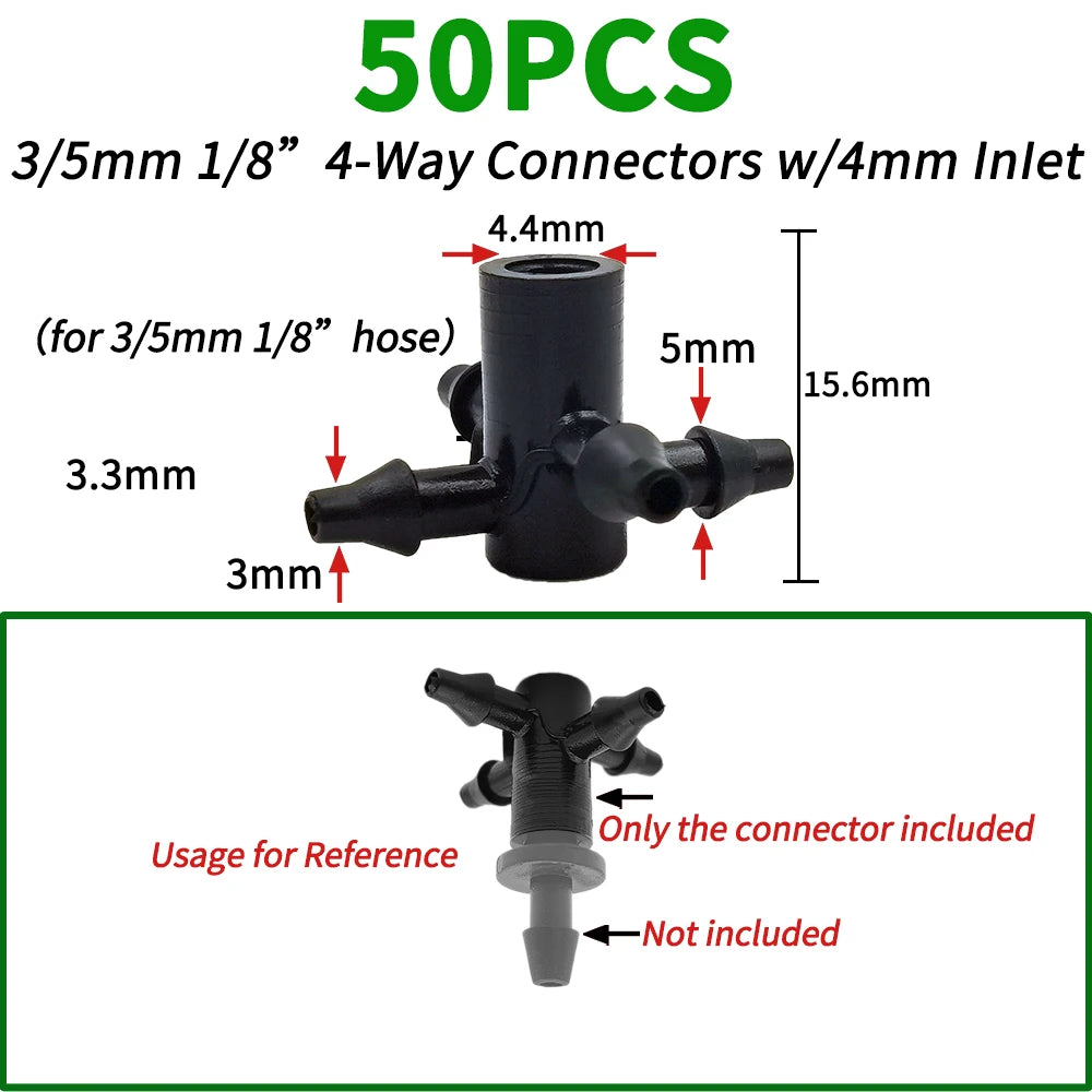 Irrigation 2L/4L/8L Steady Flow Dripper with 4-Way Connector 20Sets