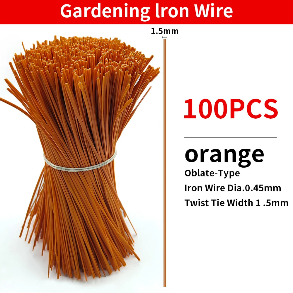 100PCS Reusable Gardening Cable Ties, Iron Wire Twist Ties for Plants