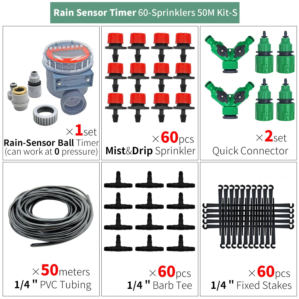 DIY Drip Irrigation Kit 5M-50M Garden Hose with Adjustable Drippers